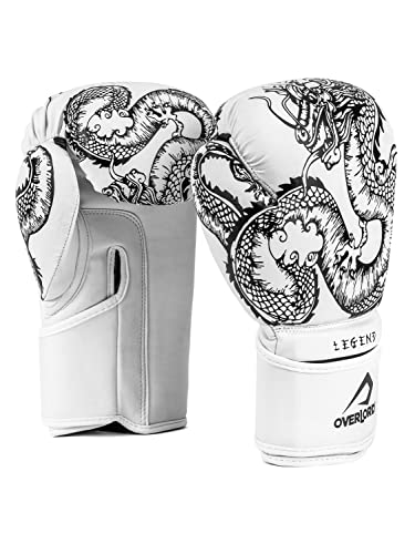 Overlord® Boxhandschuhe Legend I Kickboxing, Sparring, Box, MMA I Boxhandschuhe Männer I Boxing Gloves in verschiedenen Größen (Weiss, 10 oz.) von Overlord