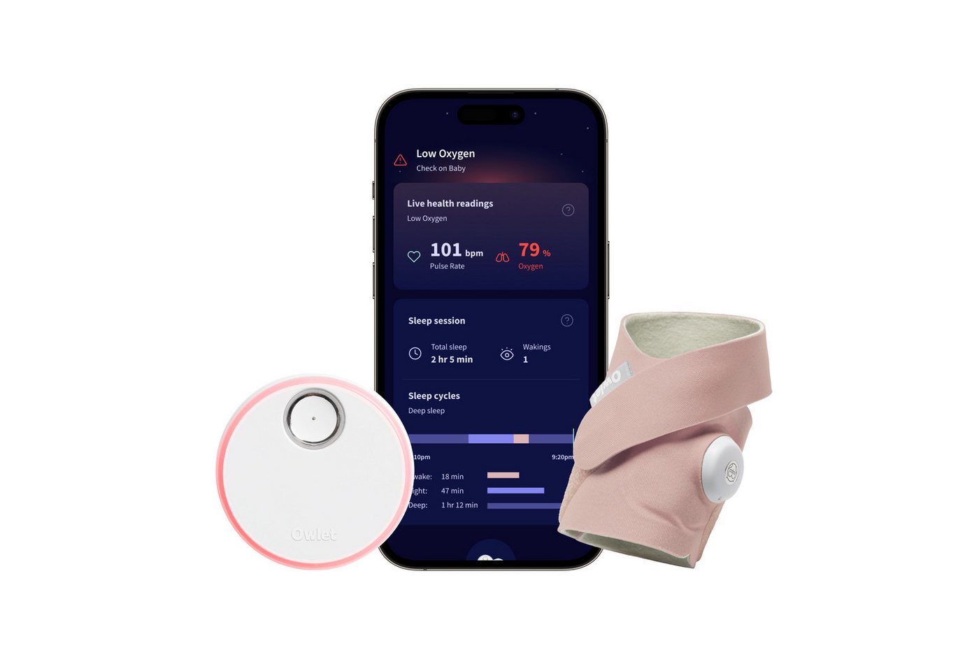 Owlet Baby Care DE Video-Babyphone Owlet Dream Sock - Medizinisch zertifiziertes Pulsoximeter, - Herzfrequenz, Sauerstoffsättigung & Schlaftrends via App von Owlet Baby Care DE