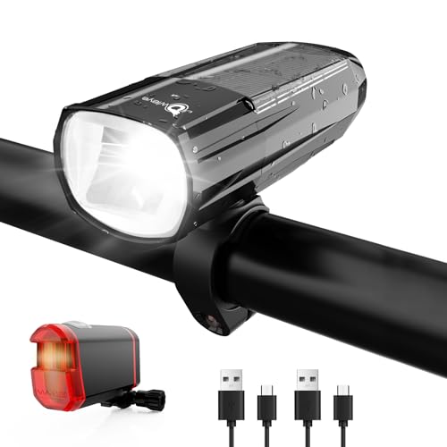 Owleye Fahrradlichts, Solar Fahrradlicht Set Fahrradbeleuchtung, bis zu 50 Lux Fahrradlicht vorne USB Aufladbar Typ C, StVZO Zugelassen Frontlicht + Rücklicht Fahrrad Licht LED Fahrradleuchtenset Owleye Fahrradlichts, Solar Fahrradlicht Set Fahrradbeleuchtung, bis zu 50 Lux Fahrradlicht vorne USB Aufladbar Typ C, StVZO Zugelassen Frontlicht + Rücklicht Fahrrad Licht LED Fahrradleuchtenset von Owleye