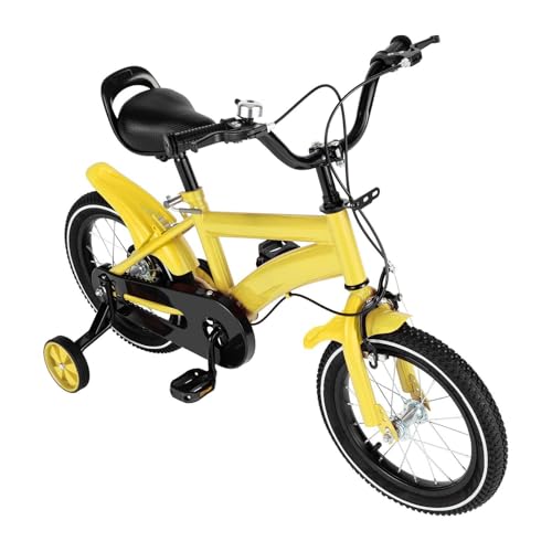 Owneed 14 Zoll Kinderfahrrad mit Stützrädern, Tretfahrrad für Kleinkinder und Kinder für 2-9 Jahre alte Mädchen & Jungen Verstellbarer Sitz l mit Training Räder Schutzbleche (Gelb) von Owneed