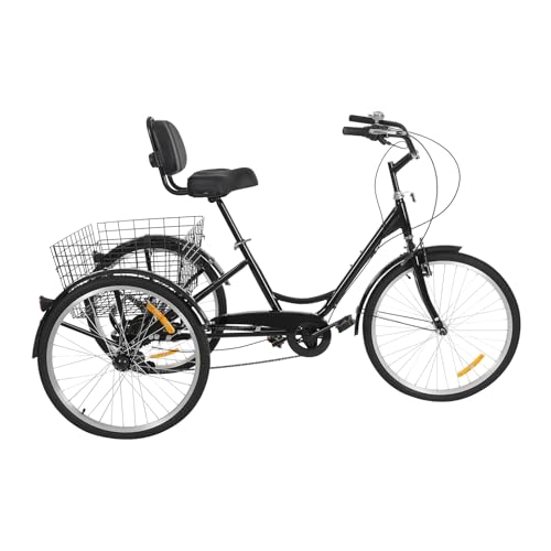 Owneed 24 Zoll Fahrrad | Citybike | Fahrräder | Bike 7 Gang Erwachsene Unisex | Dreirad für Erwachsene - Aluminiumfelgen -Kohlenstoffstahlrahmen - Komfortsattel - Umweltfreundlich. (Schwarz) von Owneed