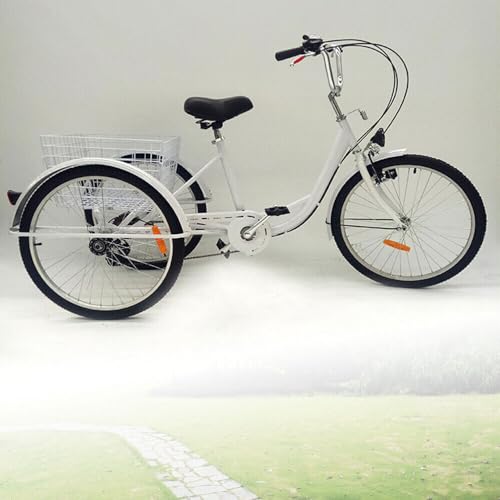Owneed Dreirad für Erwachsene 24 Zoll 6 Gang 3 Räder Fahrrad mit Frontlicht Becherhalter 3 Wheel Bike für Herren Damen Owneed Dreirad für Erwachsene 24 Zoll 6 Gang 3 Räder Fahrrad mit Frontlicht Becherhalter 3 Wheel Bike für Herren Damen von Owneed