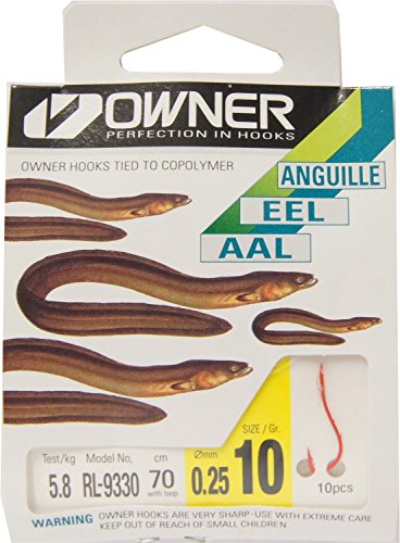 Owner Aalhaken gebunden, Vorfachhaken für Aale, Angelhaken Monofiles Vorfach 70cm, Größe 10, Haken zum Aalangeln, Wurmhaken mit 2 Widerhaken, rot, Tragkraft 5.8kg, 0.25mm, 10 Haken pro Packung Owner Aalhaken gebunden, Vorfachhaken für Aale, Angelhaken Monofiles Vorfach 70cm, Größe 10, Haken zum Aalangeln, Wurmhaken mit 2 Widerhaken, rot, Tragkraft 5.8kg, 0.25mm, 10 Haken pro Packung von Owner