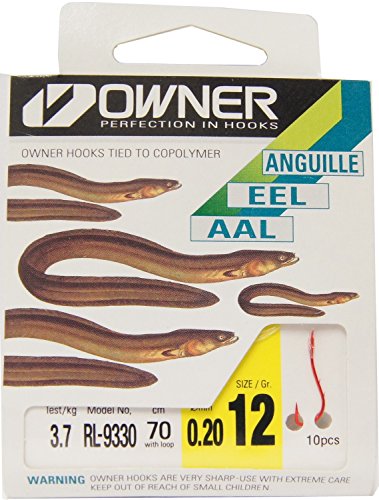Owner Aalhaken gebunden, Vorfachhaken für Aale, Angelhaken Monofiles Vorfach 70cm, Größe12, Haken zum Aalangeln, Wurmhaken mit 2 Widerhaken, rot, Tragkraft 3.7kg, 0.20mm, 10 Haken pro Packung Owner Aalhaken gebunden, Vorfachhaken für Aale, Angelhaken Monofiles Vorfach 70cm, Größe12, Haken zum Aalangeln, Wurmhaken mit 2 Widerhaken, rot, Tragkraft 3.7kg, 0.20mm, 10 Haken pro Packung von Owner