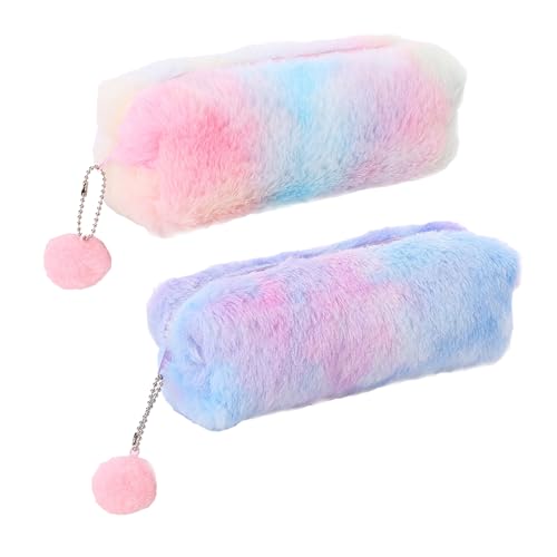 2 Plüsch-Federmäppchen, Kinder-Plüsch-Federmäppchen - Regenbogen-Design, Große Kapazität, Niedliche Schreibwaren - Aufbewahrung für Kinder (Rosa und Lila) 2 Plüsch-Federmäppchen, Kinder-Plüsch-Federmäppchen - Regenbogen-Design, Große Kapazität, Niedliche Schreibwaren - Aufbewahrung für Kinder (Rosa und Lila) von Ownkim