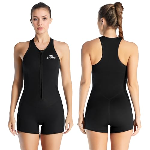 Owntop 2mm Shorty Neoprenanzug Damen – Frontreißverschluss Wetsuit zum Tauchen Surfen, Ärmellose Tauchanzüge Stretch Neopren für Wassersport, Schwarz L Owntop 2mm Shorty Neoprenanzug Damen – Frontreißverschluss Wetsuit zum Tauchen Surfen, Ärmellose Tauchanzüge Stretch Neopren für Wassersport, Schwarz L von Owntop