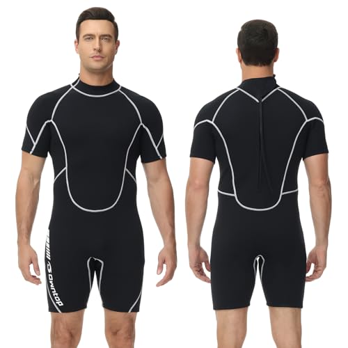 Owntop 3/2mm Shorty Neoprenanzug Herren - Rückenreißverschluss Wetsuit zum Tauchen Surfen, Kurzarm Tauchanzüge Stretch Neopren für Wassersport, Herren Schwarz XL Owntop 3/2mm Shorty Neoprenanzug Herren - Rückenreißverschluss Wetsuit zum Tauchen Surfen, Kurzarm Tauchanzüge Stretch Neopren für Wassersport, Herren Schwarz XL von Owntop