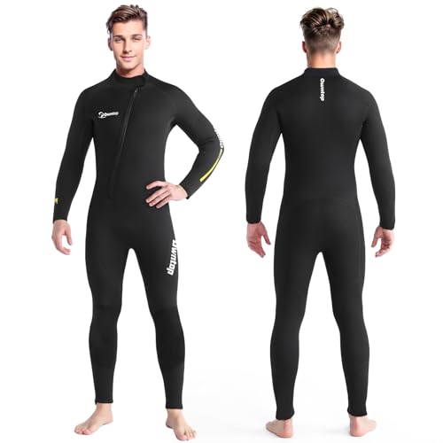 Owntop 5mm Neoprenanzüge für Männer - Erwachsenen Neopren Taucheranzug, Ganzkörper Wet Suit mit Vorderem Reißverschluss, Ultra Warme Flexible für Kaltes Wasser Tauchen Surfen, Herren Schwarz L von Owntop