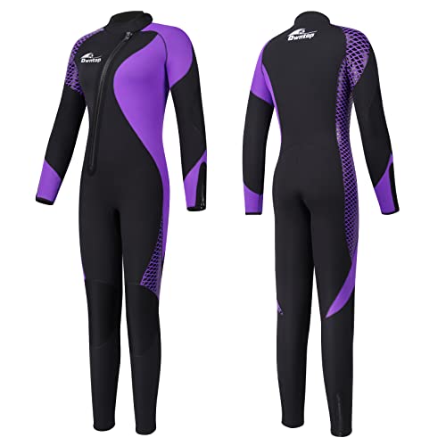 Owntop Frauen Neoprenanzug 5mm Neopren Tauchanzüge -Frontreißverschluss Wet Suit für Damen in Kalt Wasser, Langarm Stretch Einteilig Badeanzug Thermisch UPF50+ zum Schnorcheln Surfen, Violett M von Owntop