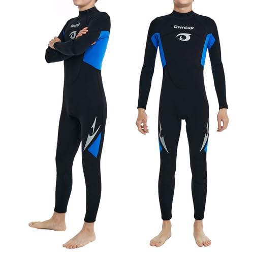 Owntop Kinder Neoprenanzug | 2,5mm Neopren für Jungen Mädchen | Jugendliche Voll Neoprenanzug | Thermischer Stretch Rückseitenreißverschluss Taucheranzug Wassersport | Blau | Größe 16 | 160-170cm Owntop Kinder Neoprenanzug | 2,5mm Neopren für Jungen Mädchen | Jugendliche Voll Neoprenanzug | Thermischer Stretch Rückseitenreißverschluss Taucheranzug Wassersport | Blau | Größe 16 | 160-170cm von Owntop