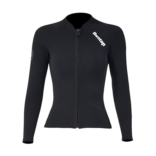 Owntop Neoprenanzug Jacke für Damen - 2mm Neoprenanzug Top Langarm, Frontreißverschluss für Tauchen Surfen Schnorcheln Schwimmen, Damen Schwarz XXL von Owntop