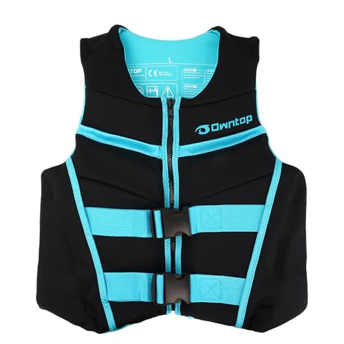 Owntop Schwimmhilfe für Jugend Kinder, verstellbare Auftriebsweste Unisex, Schwimmweste mit Sicherheitsverschlüsse zum SUP Kajakfahren Angeln Segeln - Schwarz M von Owntop