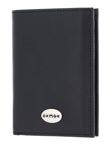 Oxmox Geldbörse Leder Leather RFID protect Kombibörse Pure Metal Round Black von Oxmox