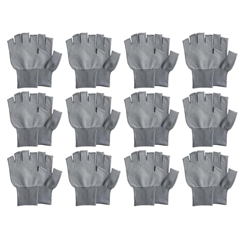 Oxxggkao 12 Paar Fingerlose Handschuhe Weiche Und Atmungsaktive Trainingshandschuhe Outdoor Halbfinger Handschuhe Für Damen Und Herren Langlebig von Oxxggkao