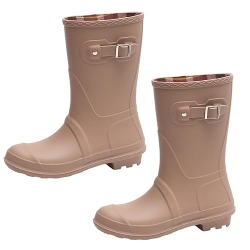 Oxxggkao Hoher Regenstiefel Für Damen Waden Regenstiefel wasserdichte Gartenschuhe Für Mädchen Und Frauen Mit Bequemen Einlegesohlen von Oxxggkao