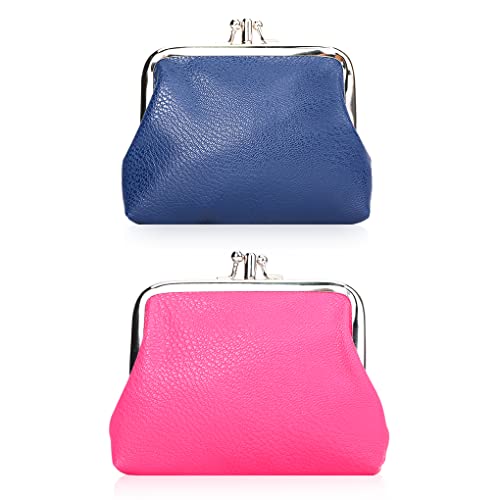 Oyachic 2 Stücke PU Münzbörsen Münzbeutel Täschchen Portemonnaie Geldbeutel Coin Purse Pouch Wallet Münzen Geldbörse Geldtasche Münze Beutel (Rot + Blau) von Oyachic