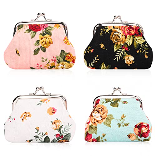 Oyachic Münzbörsen 4 Stück Münzbeutel Täschchen Portemonnaie Coin Purse Pouch Wallet Münzen Geldbeutel Verschlussart Geldbörse Geldtasche Münze Beutel Damen Mädchen Geschenk von Oyachic