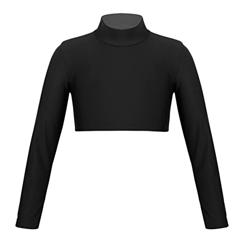Oyolan Mädchen Strickshirt Langarm Crop Top Bauchfrei Ballett Tanz Fitness Oberteil mit Daumenloch Slim Fit Stretch Dancewear Schwarz C 128 Oyolan Mädchen Strickshirt Langarm Crop Top Bauchfrei Ballett Tanz Fitness Oberteil mit Daumenloch Slim Fit Stretch Dancewear Schwarz C 128 von Oyolan