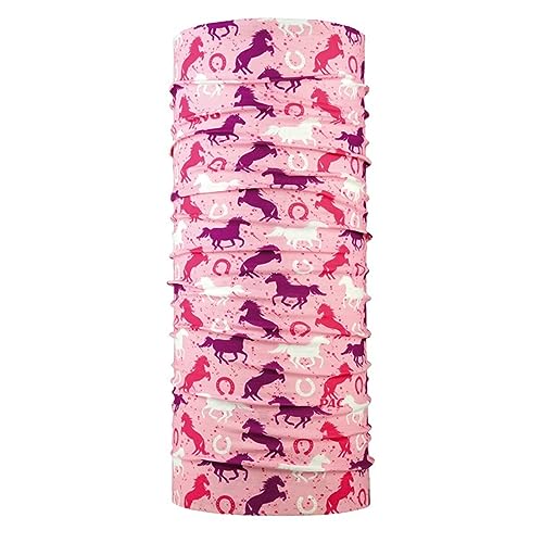 P.A.C. Kids UV Protector + Horses Pink Multifunktionstuch - nahtloses Mikrofaser Schlauchtuch, Halstuch, Kopftuch, UV-Schutz, Unisex, 10 Anwendungsmöglichkeiten von P.A.C.