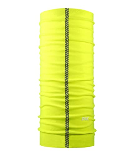 P.A.C. Reflector Neon Yellow Multifunktionstuch - nahtloses Mikrofaser Schlauchtuch, Halstuch, Schal, Kopftuch, Unisex, 10 Anwendungsmöglichkeiten von P.A.C.