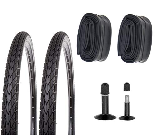 P4B | 2X 28 Zoll Fahrradreifen (35-622) mit AV Schläuchen in Schwarz | 28 x 1 3/8 x1 5/8 | Reifen mit Pannenschutz für langanhaltenden Fahrspaß und weniger Reifenschäden von P4B