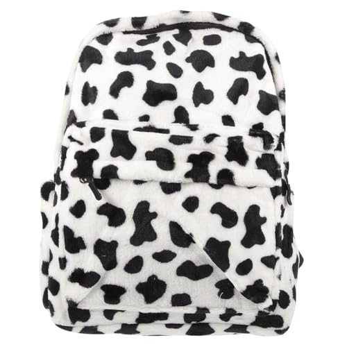 PACKOVE 1Stk Tasche Niedlich Handy-Geldbörse Weste mit Kuh-Print Mützen Geldbeutel schultüte Schulranzen rucksacksauger schulüte Reiserucksack Rucksack mit großer Kapazität Plüsch Weiß von PACKOVE