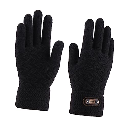 PACKOVE Vollfingerhandschuhe Für Herren Gestrickt Winddicht Warm Und Touchscreen Fähig Ideal Für Den Winter Klassischem Schwarz Perfekt Für Outdoor Aktivitäten Und Kalte Tage von PACKOVE