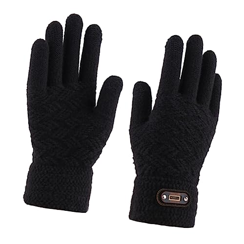 PACKOVE Vollfingerhandschuhe Für Herren Warme Winddichte Winterhandschuhe Mit Touchscreen Funktion Gestrickt Elegantem Schwarz Ideal Für Outdoor Aktivitäten Und Den Alltag von PACKOVE