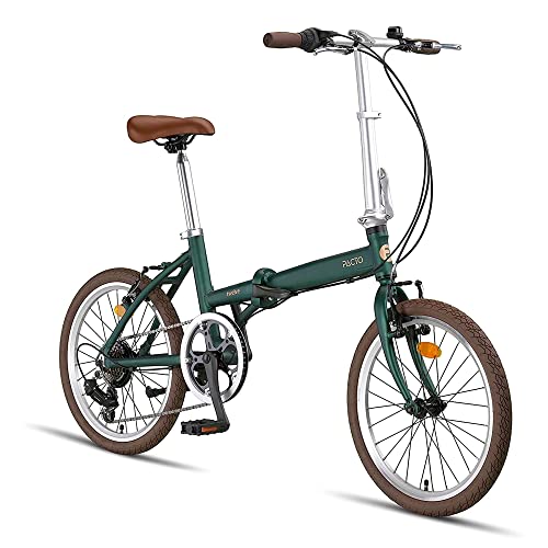 PACTO Twelve - Hollandrad Komfortables Klappfahrrad 27cm Aluminiumrahmen Bike 20 Zoll Bicycle 6 Speed Shimano Gänge Faltrad Klapprad Fahrrad, Klappfahrrad für Erwachsene - Dark Blue (Grün) von PACTO