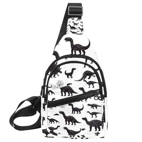 PAFEFO Kleine Umhängetasche mit Dinosaurier-Silhouette, für Damen und Herren, 25 Stück, Mehrfarbig 11, 11.8x7x1.5in/30x18x4cm von PAFEFO