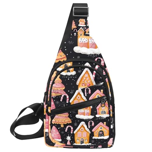 PAFEFO Weihnachtliche Backtasche (3) Sling Bag für Damen Reise Schultertasche Brusttasche, Mehrfarbig 02, 11.8x7x1.5in/30x18x4cm von PAFEFO