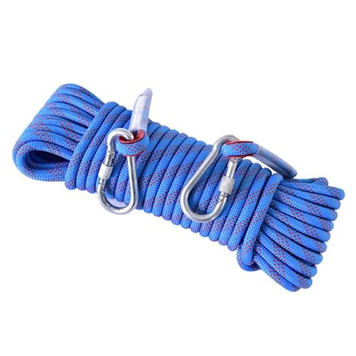 10mm Statisches Kletterseil 49ft 82ft 115ft 148ft 295ft 591ft Sicherheitsseile Für Außenbereich Mit Karabiner Magnet Angelseil Baumpfleger Baumklettern Rettung Grappling Lifeline(Blue,10mm x 40m) von PAHION