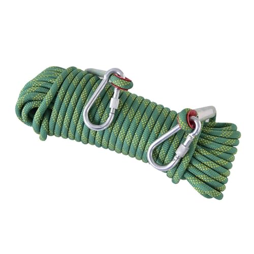 10mm Statisches Kletterseil 49ft 82ft 115ft 148ft 295ft 591ft Sicherheitsseile Für Außenbereich Mit Karabiner Magnet Angelseil Baumpfleger Baumklettern Rettung Grappling Lifeline(Green,10mm x 120m) von PAHION