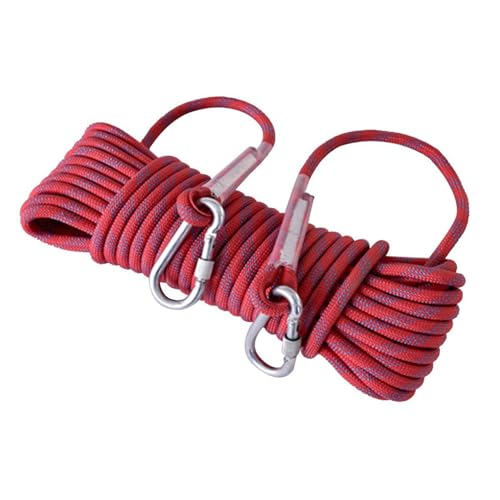 10mm Statisches Kletterseil 49ft 82ft 115ft 148ft 295ft 591ft Sicherheitsseile Für Außenbereich Mit Karabiner Magnet Angelseil Baumpfleger Baumklettern Rettung Grappling Lifeline(Red,10mm x 90m) von PAHION