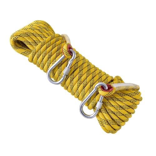 10mm Statisches Kletterseil 49ft 82ft 115ft 148ft 295ft 591ft Sicherheitsseile Für Außenbereich Mit Karabiner Magnet Angelseil Baumpfleger Baumklettern Rettung Grappling Lifeline(Yellow,10mm x 130m) von PAHION