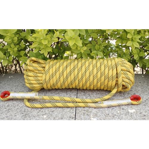 PAHION 20mm Statisches Kletterseil 49ft 82ft 115ft 148ft 295ft 591ft Outdoor-Kletterseil Fluchtseil Rettungsfallschirmseil Für Leibeserziehung Krafttraining(Yellow,20mm x 30m) von PAHION