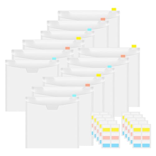 PAMENET 12 Stück Scrapbook-Organizer, Umschläge, Aufbewahrungstaschen zur Aufbewahrung von 30,5 x 30,5 cm Papier, mit 60 Etikettenaufklebern von PAMENET