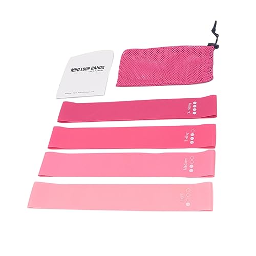 PAMINGONO 4 Stück Widerstandsband Übungsschleifen Fitness Yoga Elastische Bänder Pull Up Hilfsband Für Mädchen Rosa Ideal Für Home Workout Und Gymnastik von PAMINGONO