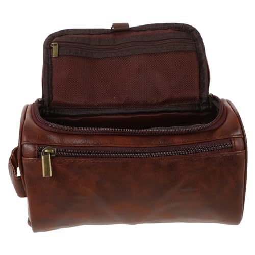 PAMINGONO Kosmetiktasche Kosmetik-Aufbewahrungstasche Kosmetik- Make-up-Organizer-Tasche Kosmetikbeutel für Damen Schminktasche mit Reißverschluss Pu Light Brown von PAMINGONO