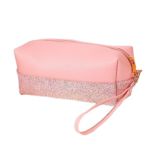 PAMINGONO Reisekosmetikbeutel Reise-Kosmetiktasche Kulturbeutel kleine Schminktasche stationäre Tasche Geldbeutel für Münzen Makeup Tasche Cosmetic Bag Toilettenartikel Modetasche Rosa von PAMINGONO