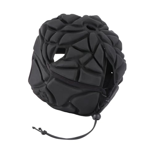 PAMINGONO Torwarthelm Rugby-Kopfbedeckungen Für Männer Gepolstert Scrum-Kappen Rugby-Helm Für Kinder Rugby-Kappe Rugby-Scrum-Kappe Football-Helm Rugby-kopfschutz Für Kinder Eishockey Black von PAMINGONO