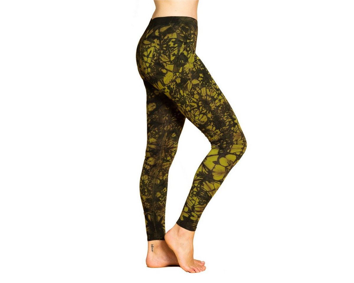 PANASIAM Leggings Unikat Batik Leggings 'Dschungel' aus natürlicher Viskose Tiedye Batik alternative lange Hippie Leggings Yogaleggings Sportleggings von PANASIAM