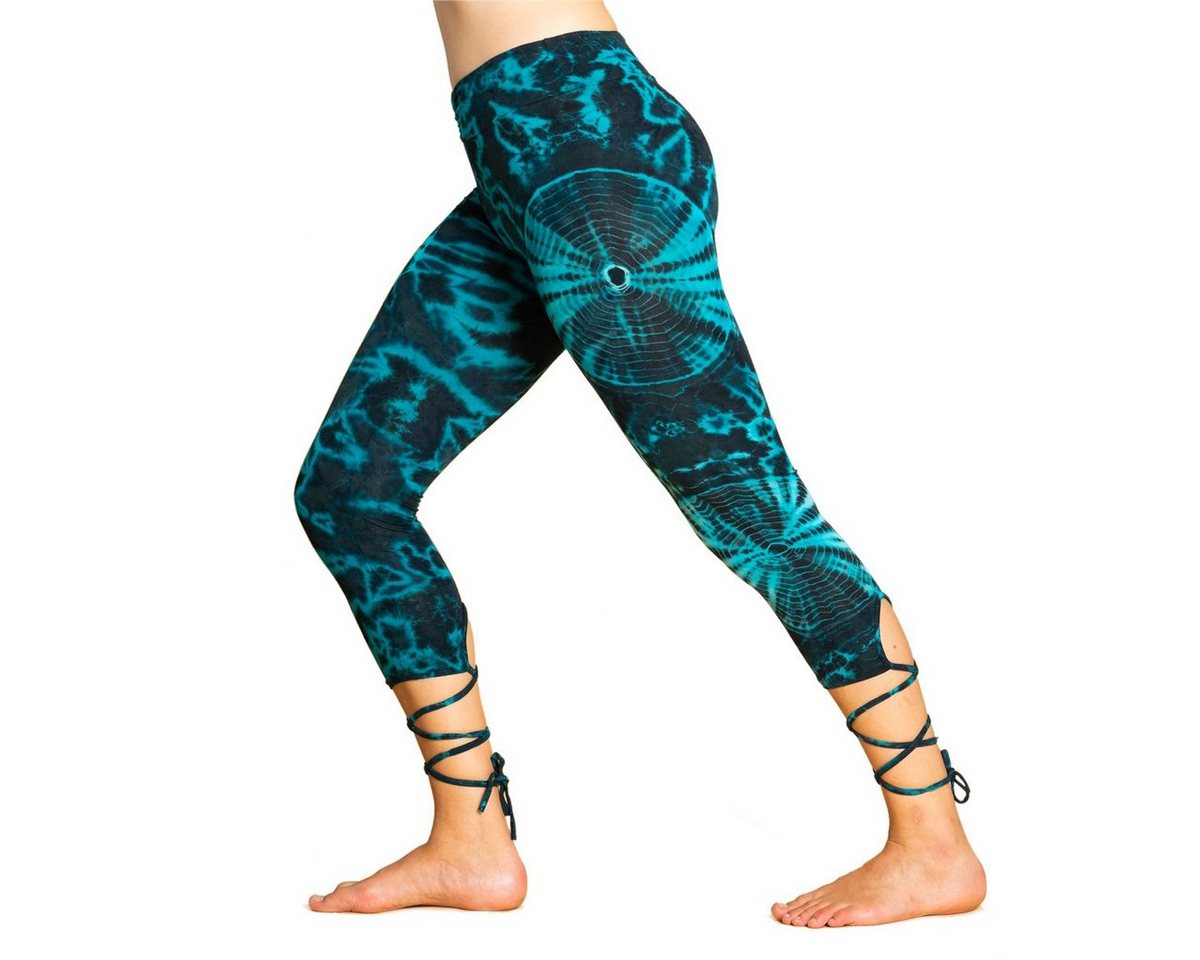 PANASIAM Leggings Unikat Lace-up Batik 3/4 Leggings aus natürlicher Viskose Tiedye Batik alternative Hippie Leggings Yogaleggings Sportleggings mit Schnürung von PANASIAM