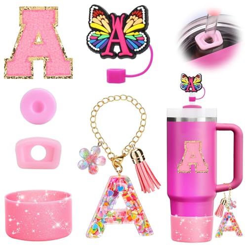 PANYI Cup ZubehöR Set Anfangsbuchstabe Personalisiert Cup Dekorationen Silikon Strohhalm Abdeckung Cup Stiefel Geeignet für 800ml-1000ml Tassen PANYI Cup ZubehöR Set Anfangsbuchstabe Personalisiert Cup Dekorationen Silikon Strohhalm Abdeckung Cup Stiefel Geeignet für 800ml-1000ml Tassen von PANYI