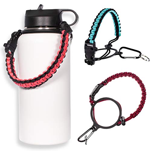 Paracord Planet - Wasserflaschengriff - passend für Wasserflaschen mit breitem Mund - haltbarer Wasserträger mit Sicherheitsring und Karabiner von PARACORD PLANET