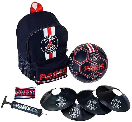 PARIS SAINT GERMAIN Fußball-Set PSG Ball + Tasche + Pumpe + Manschette + Kegel – Offizielle Kollektion von PARIS SAINT GERMAIN