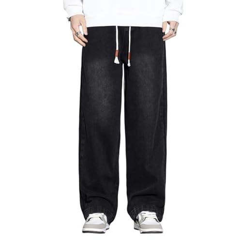 Jeans Herren Hose Jeanshose Warme Jeans Für Männer Baggy Pants Wide Leg Straight Cut Verdicken Sie Männliche Denim-Hose 34 Schwarz von PARWANA