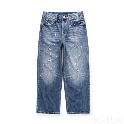 PARWANA Jeans Herren Hose Jeanshose Baggy Pants Herren Jeanshose Weites Bein Loose Denim Bedruckt 36 Blau von PARWANA