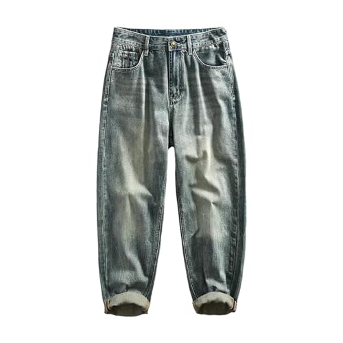 PARWANA Jeans Herren Hose Jeanshose Distressed Loose Herren Jeans Gewaschene Baumwolle Jeans Größe 34 (75-85 Kg) Blau von PARWANA