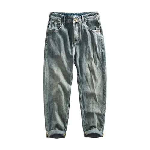 PARWANA Jeans Herren Hose Jeanshose Frühling Herbst Distressed Loose Straight Leg Herren Jeans Größe 30 (50-65Kg) Vitageblue-1061-1 von PARWANA